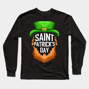 Red Beard And Green Hat Logo For St. Patricks Day Long Sleeve T-Shirt